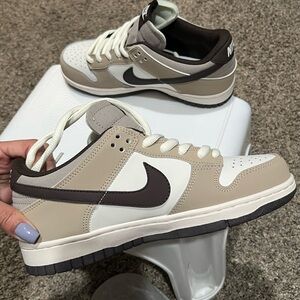 Nike SB Dunks—Tan and White Sneakers